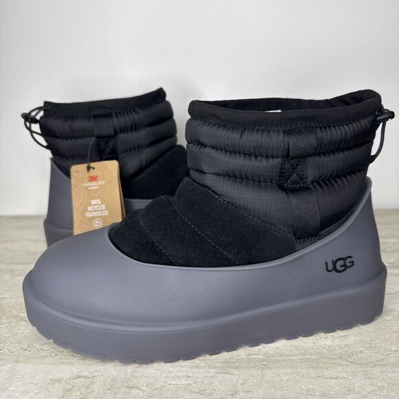 UGG Classic Mini Pull-On Weather Black Suede Sheepskin Boots Men\'s Size 8 main image 12